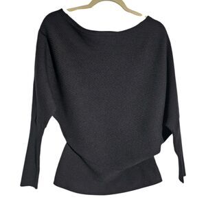 Reiss Lorna Off The Shoulder Asymmetrical Chocolate Brown Sweater Size Small